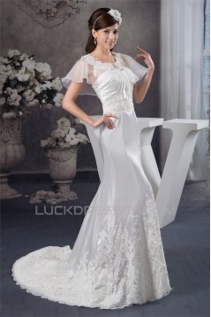 Silk like Satin Soft Sweetheart Mermaid/Trumpet Sweet Lace Wedding Dresses 2030904