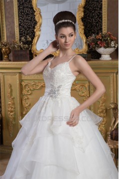 A-Line Spaghetti Straps Beaded Lace Floor-Length Wedding Dresses 2030909