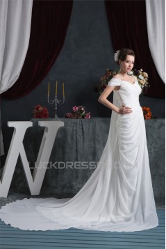 Sheath/Column Chiffon Off-the-Shoulder Wedding Dresses 2030921