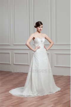 Sleeveless Lace Taffeta Sweetheart A-Line Best Wedding Dresses 2030924