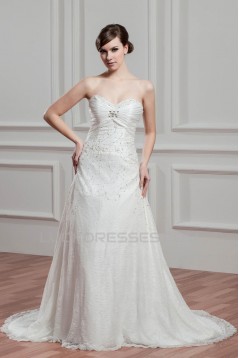 Sleeveless Lace Taffeta Sweetheart A-Line Best Wedding Dresses 2030924