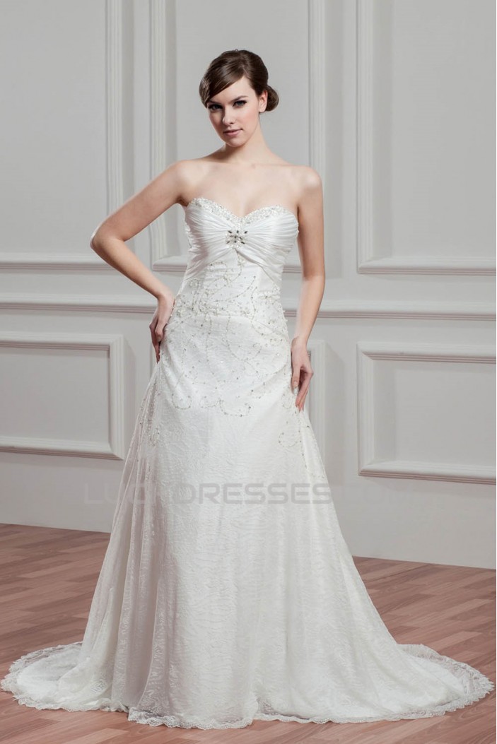 Sleeveless Lace Taffeta Sweetheart A-Line Best Wedding Dresses 2030924