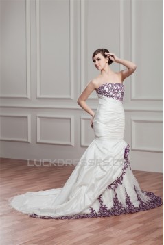 Sleeveless Mermaid/Trumpet Strapless Organza Taffeta Wedding Dresses 2030927