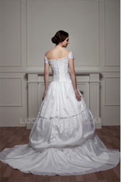 Sleeveless Off-the-Shoulder Satin Taffeta Wedding Dresses 2030929