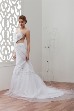 Sleeveless Satin Lace Organza A-Line Sweetheart Beaded Wedding Dresses 2030939