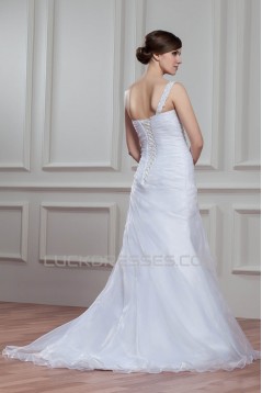 Sleeveless Satin Organza Mermaid/Trumpet Beaded Wedding Dresses 2030942