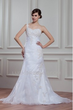 Sleeveless Satin Organza Mermaid/Trumpet Beaded Wedding Dresses 2030942