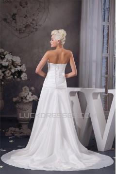 A-Line Strapless Sleeveless Satin Taffeta Wedding Dresses 2030946