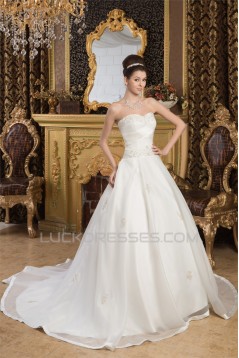 Sleeveless Soft Sweetheart Satin A-Line Beautiful Wedding Dresses 2030958