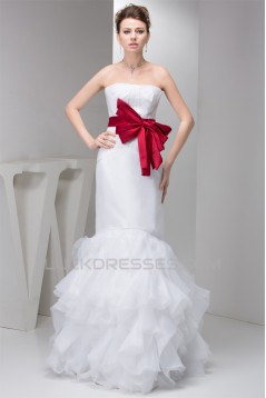 Sleeveless Strapless Satin Mermaid/Trumpet Wedding Dresses 2030964