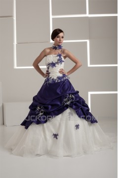 Sleeveless Strapless Satin Taffeta A-Line Wedding Dresses 2030968