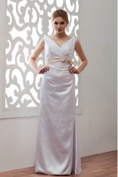 Sleeveless V-Neck Elastic Woven Satin Sheath/Column Wedding Dresses 2030974