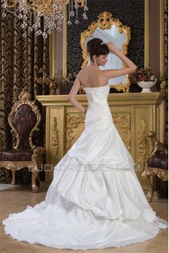 A-Line Strapless Satin Taffeta Sleeveless Wedding Dresses 2030978