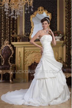 A-Line Strapless Satin Taffeta Sleeveless Wedding Dresses 2030978