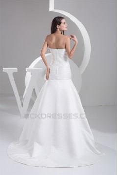 A-Line Strapless Sleeveless Satin Taffeta Beautiful Wedding Dresses 2030980