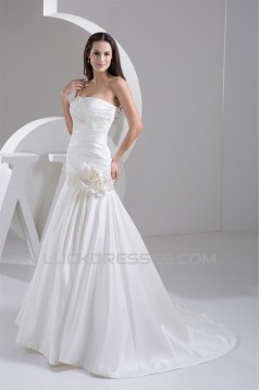 A-Line Strapless Sleeveless Satin Taffeta Beautiful Wedding Dresses 2030980