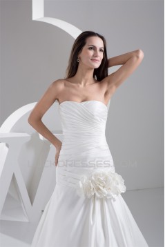 A-Line Strapless Sleeveless Satin Taffeta Beautiful Wedding Dresses 2030980