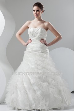 Soft Sweetheart Ball Gown Sleeveless Organza Taffeta Wedding Dresses 2030981