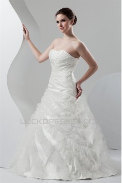 Soft Sweetheart Ball Gown Sleeveless Organza Taffeta Wedding Dresses 2030981