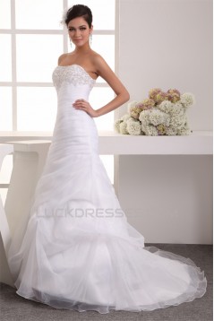 Soft Sweetheart Mermaid/Trumpet Satin Organza Wedding Dresses 2030982