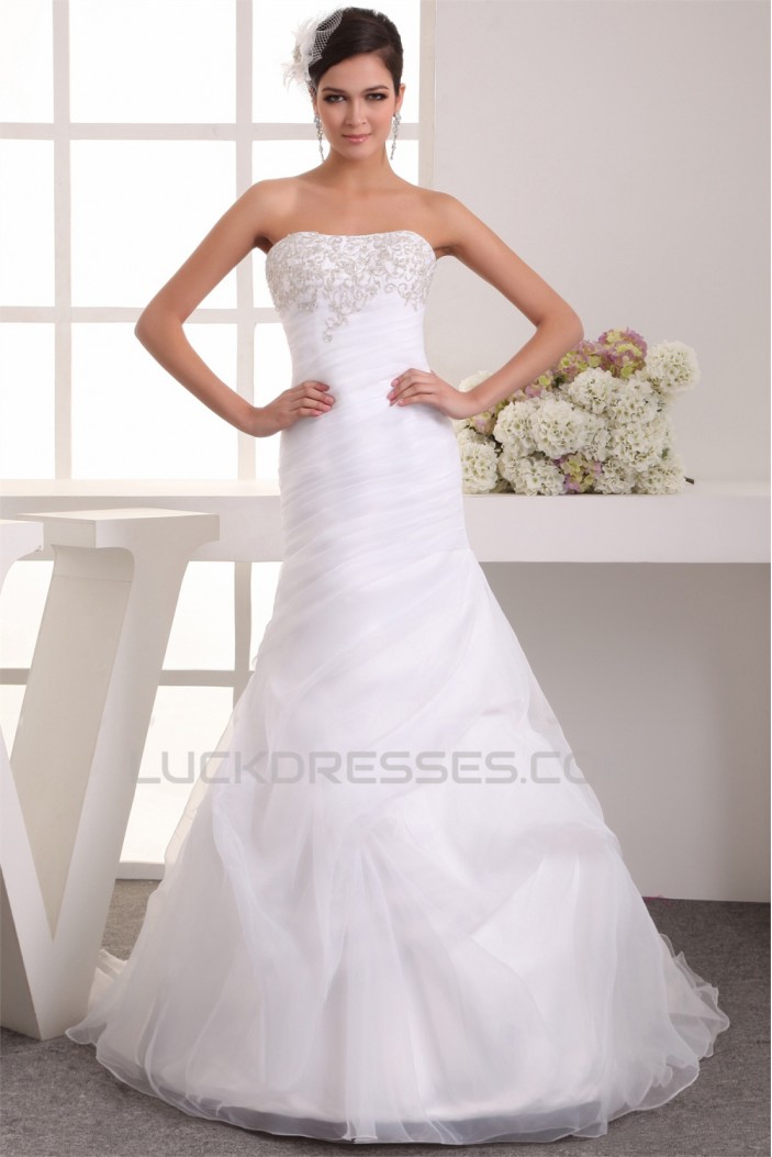 Soft Sweetheart Mermaid/Trumpet Satin Organza Wedding Dresses 2030982