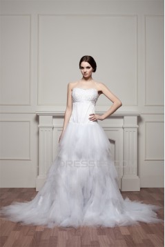 A-Line Strapless Princess Sleeveless Wedding Dresses 2030983