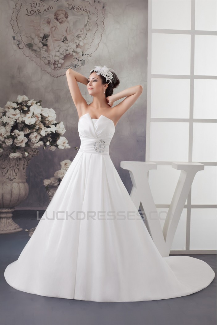 Strapless A-Line Strapless Beaded Wedding Dresses 2030991