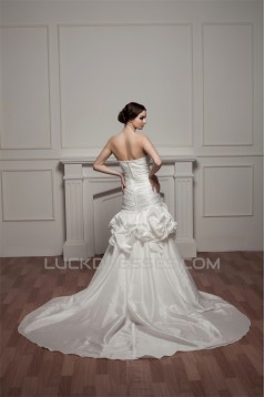 Strapless A-Line Sleeveless Satin Taffeta Beautiful Wedding Dresses 2030993