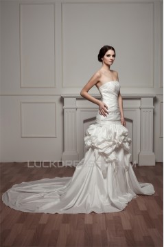 Strapless A-Line Sleeveless Satin Taffeta Beautiful Wedding Dresses 2030993