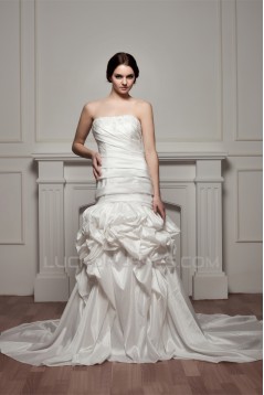 Strapless A-Line Sleeveless Satin Taffeta Beautiful Wedding Dresses 2030993