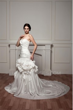 Strapless A-Line Sleeveless Satin Taffeta Beautiful Wedding Dresses 2030993