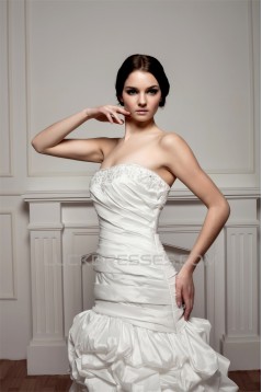 Strapless A-Line Sleeveless Satin Taffeta Beautiful Wedding Dresses 2030993