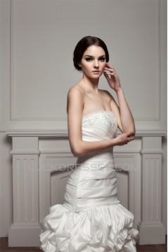 Strapless A-Line Sleeveless Satin Taffeta Beautiful Wedding Dresses 2030993