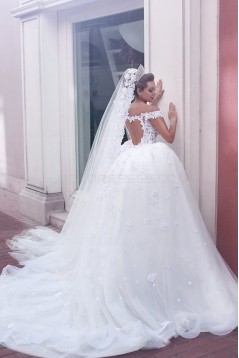 Ball Gown Off-the-Shoulder Lace Keyhole Back Wedding Dresses Bridal Gowns 3030019