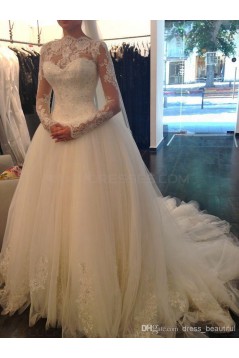 Long Sleeves Tulle Lace Wedding Dresses Bridal Gowns 3030047