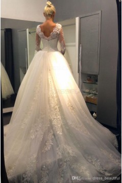 Long Sleeves Tulle Lace Wedding Dresses Bridal Gowns 3030047