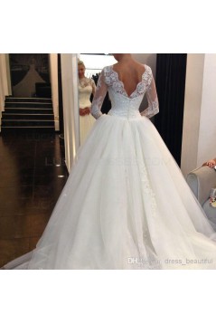 Long Sleeves Tulle Lace Wedding Dresses Bridal Gowns 3030047