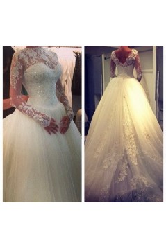 Long Sleeves Tulle Lace Wedding Dresses Bridal Gowns 3030047