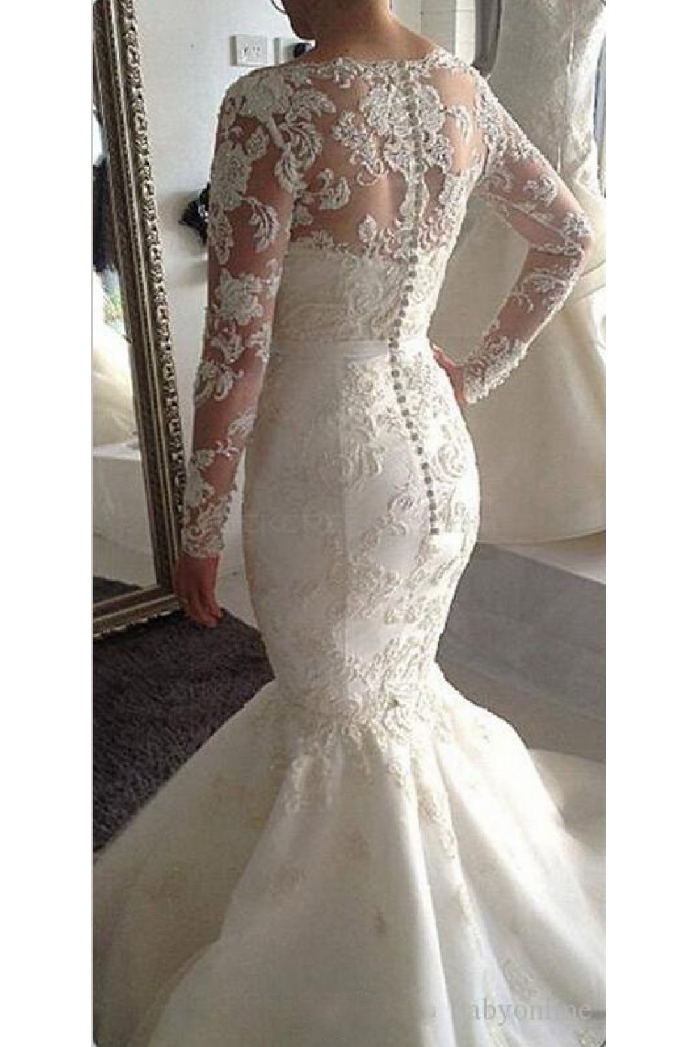 mermaid-wedding-dress-lace-wedding-dress-long-sleeve-wedding-etsy