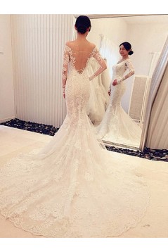 Mermaid Off-the-Shoulder Long Sleeves Lace Wedding Dresses Bridal Gowns 3030102