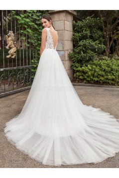 Mermaid Lace Tulle V-Neck Wedding Dresses Bridal Gowns 3030103