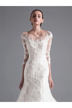 Mermaid 3/4 Length Sleeves Lace Wedding Dresses Bridal Gowns 3030104