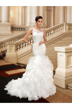 Mermaid Beaded Sleeveless Wedding Dresses Bridal Gowns 3030106