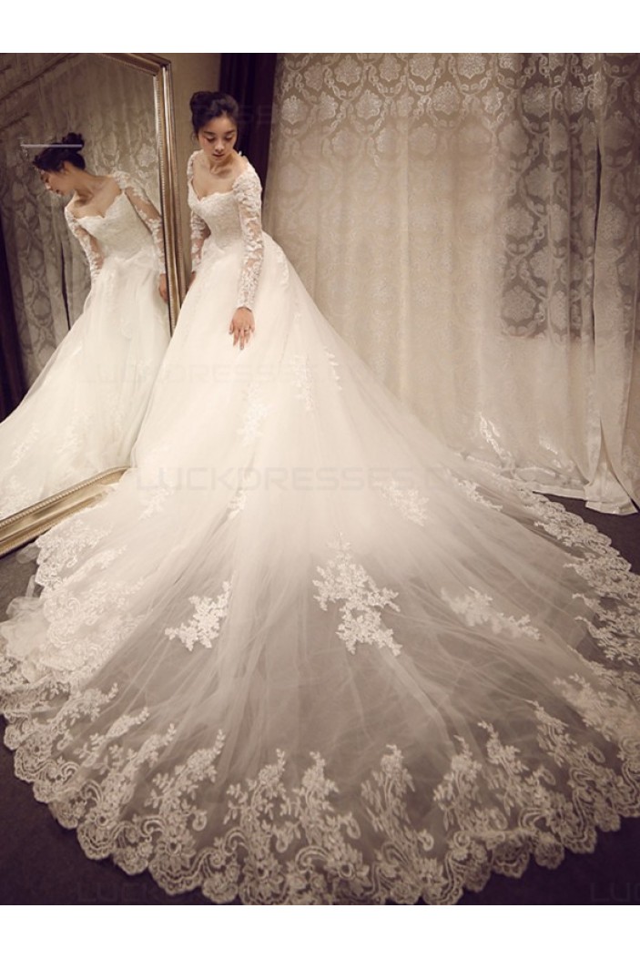 Long Sleeves Lace Wedding Dresses Bridal Gowns 3030118