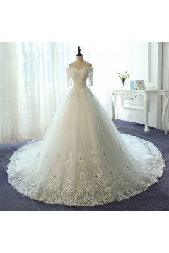 Short Sleeves Off-the-Shoulder Lace Wedding Dresses Bridal Gowns 3030129