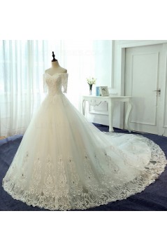 Short Sleeves Off-the-Shoulder Lace Wedding Dresses Bridal Gowns 3030129