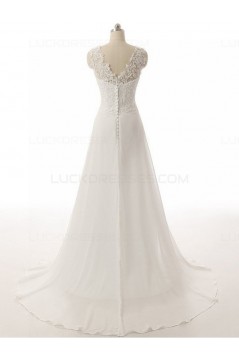 A-Line Lace Chiffon V-Neck Wedding Dresses Bridal Gowns 3030131