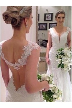 Sexy Mermaid V-Neck Lace Wedding Dresses Bridal Gowns 3030144