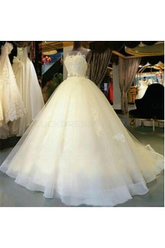 Ball Gown Illusion Neckline Lace Wedding Dresses Bridal Gowns 3030152