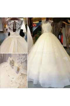 Ball Gown Illusion Neckline Lace Wedding Dresses Bridal Gowns 3030152